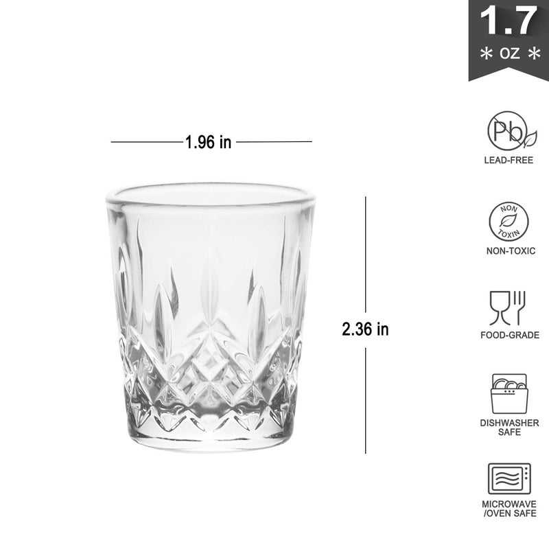Enindel 3021.01 Carved Patterns Shot Glasses, 1.7 OZ, Set of 6, Clear, JY001 - Image 2